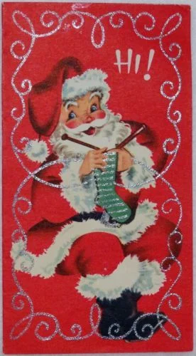 Even Santa has last-minute knitting to do!