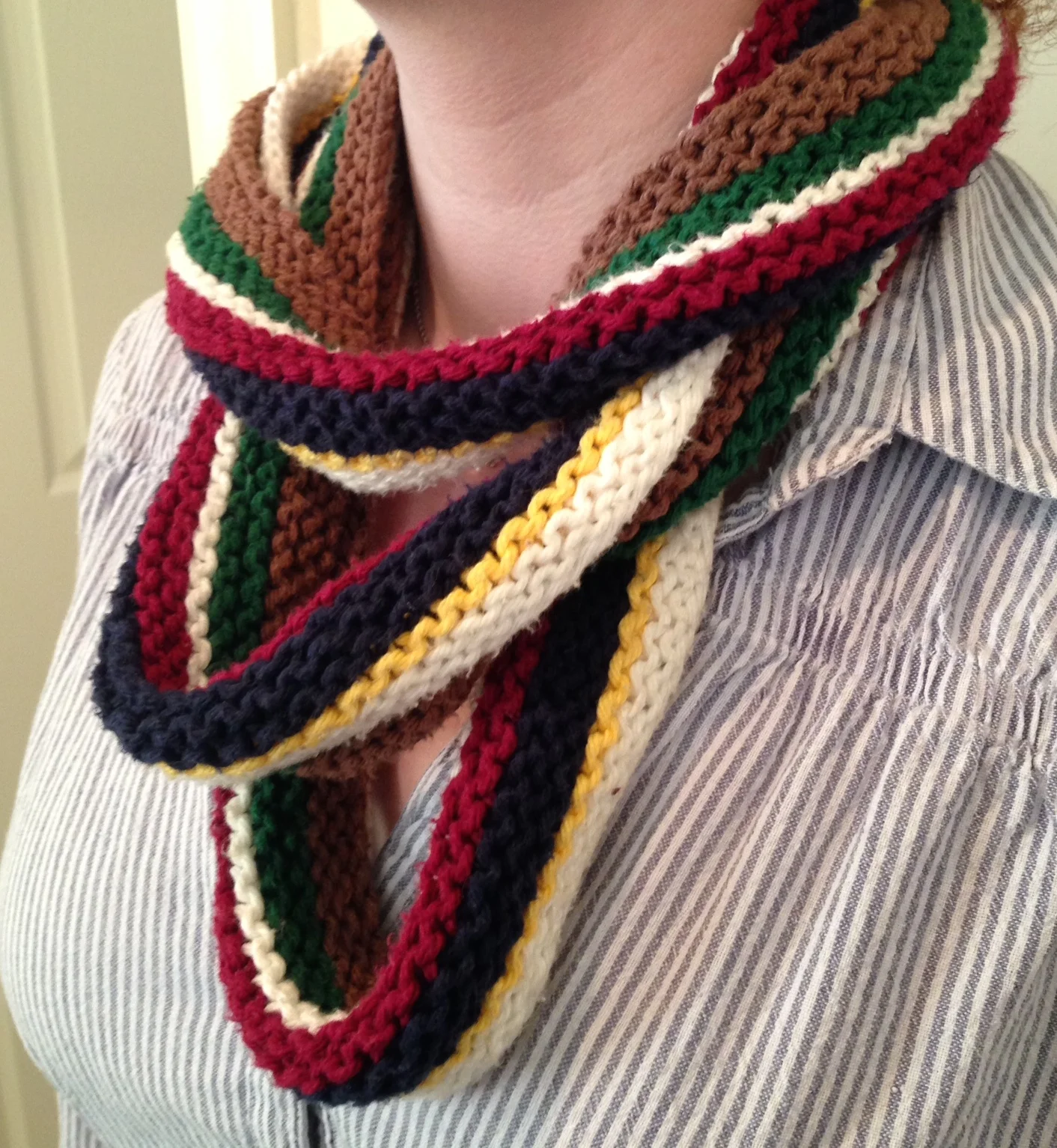 Long Stripey Garter Infinity Scarf