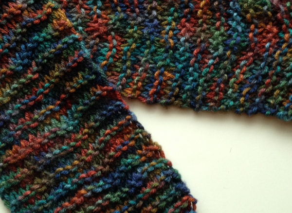 My first scarf. Look closely--it's supposed to just be garter stitch. When I look at it I know I've improved. That's perspective!