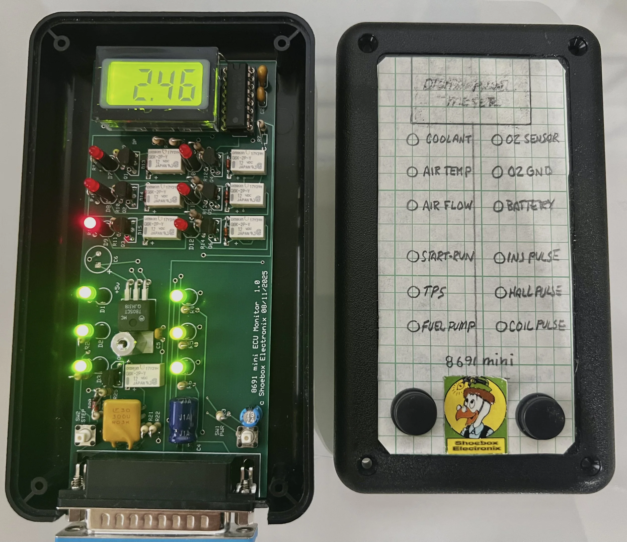 First prototype mini printed circuit board. All functions OK. Next step - Complete Case design - graphics and milling.