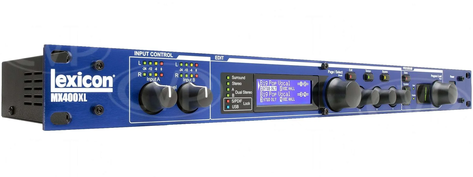 A typical rack processor with input metering and level controls