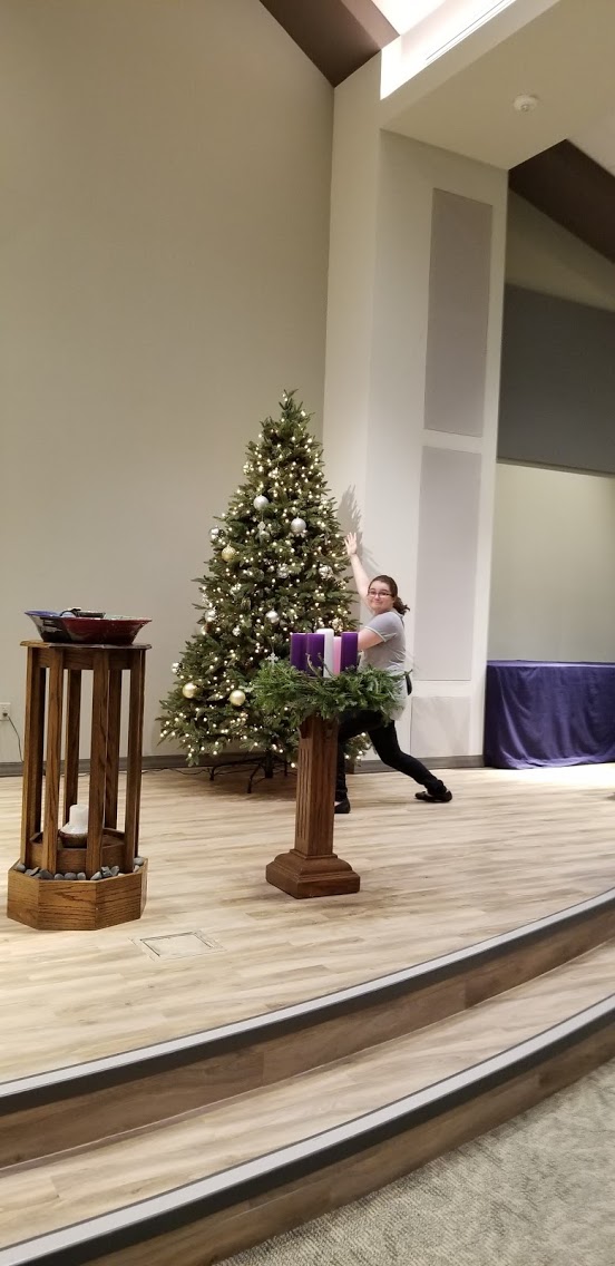 Decorating the church for Advent