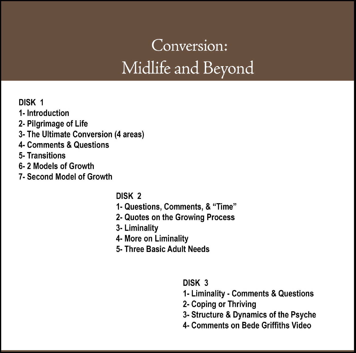 Conversion: Midlife and Beyond CD#20 — YesNow Productions