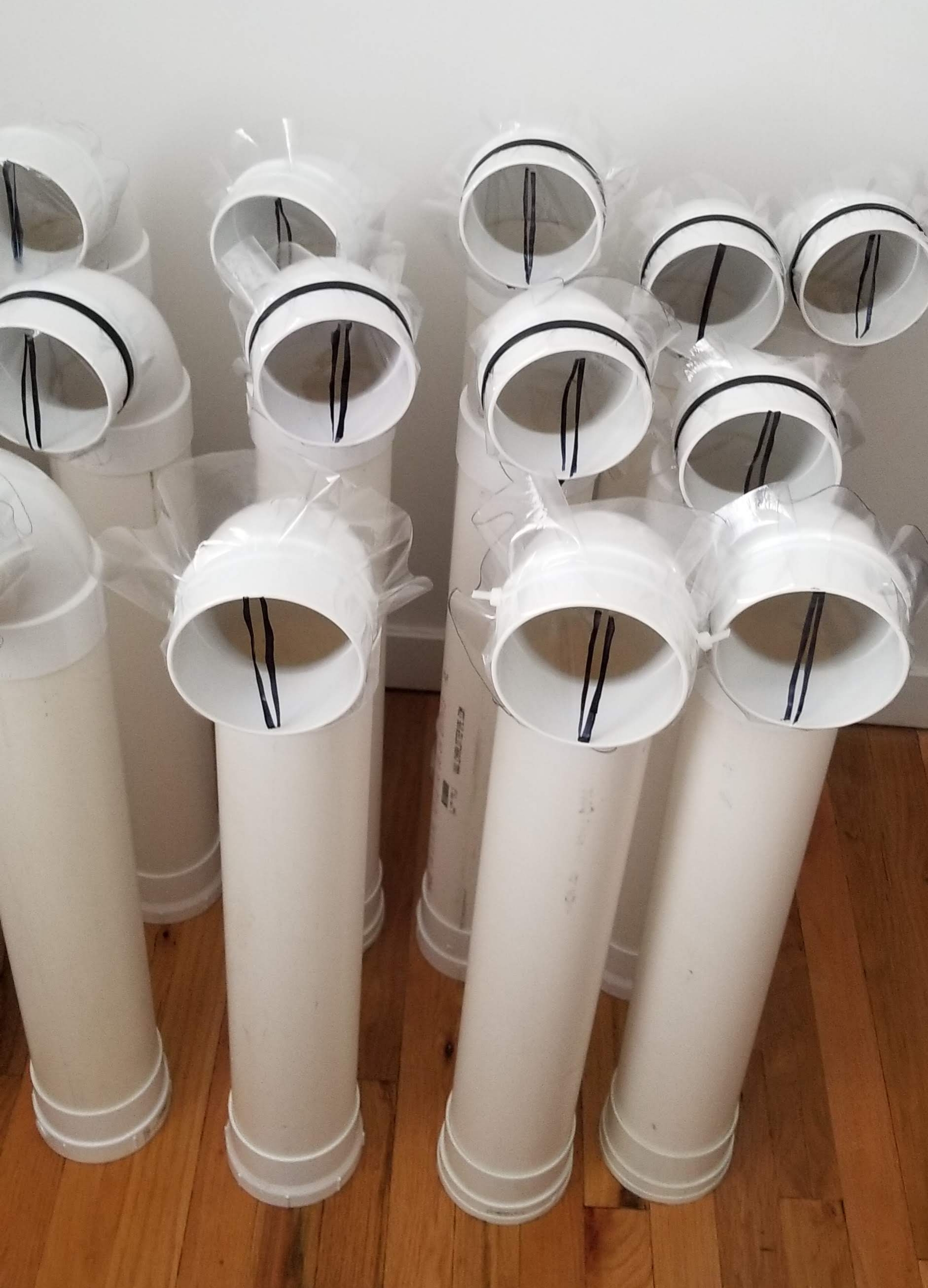 Newly assembled recycling bins.