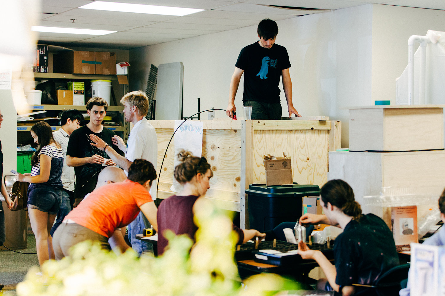 Spark-Y Interns working on various projects inside the lab.