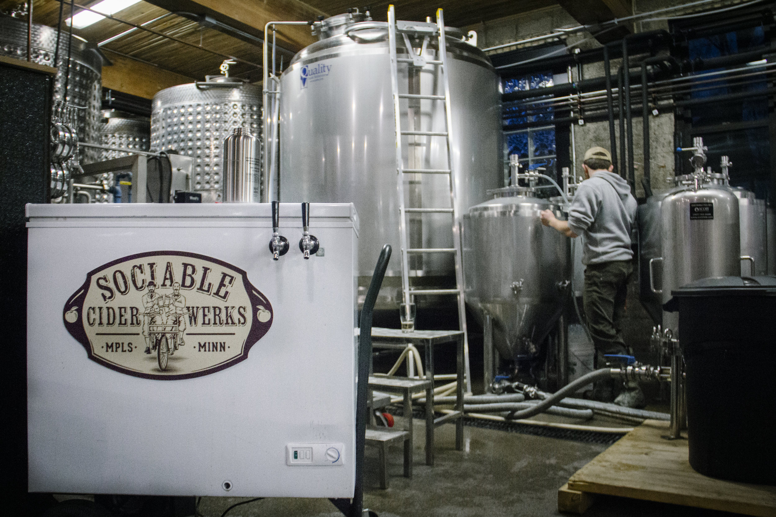 Hard at work brewing cider.