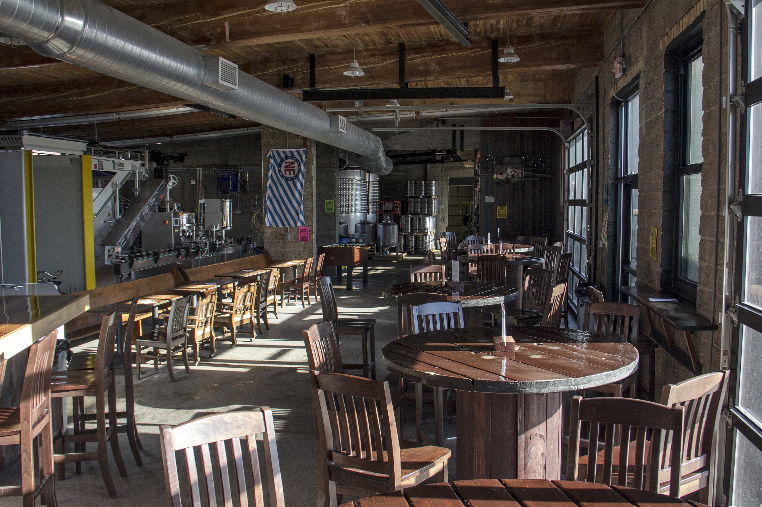 The taproom on a sunny morning.