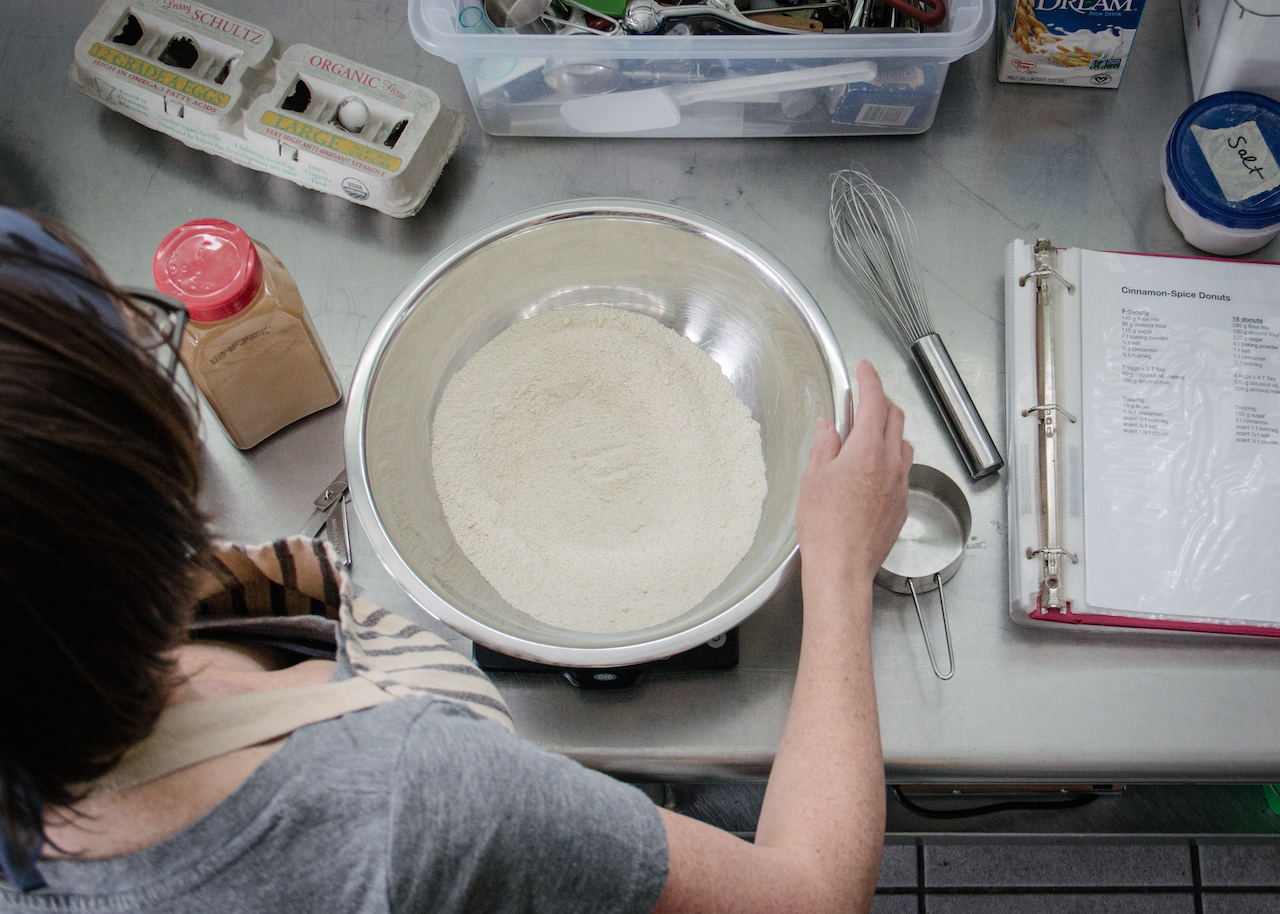 Mixing up Sift's gluten free flour blend. 