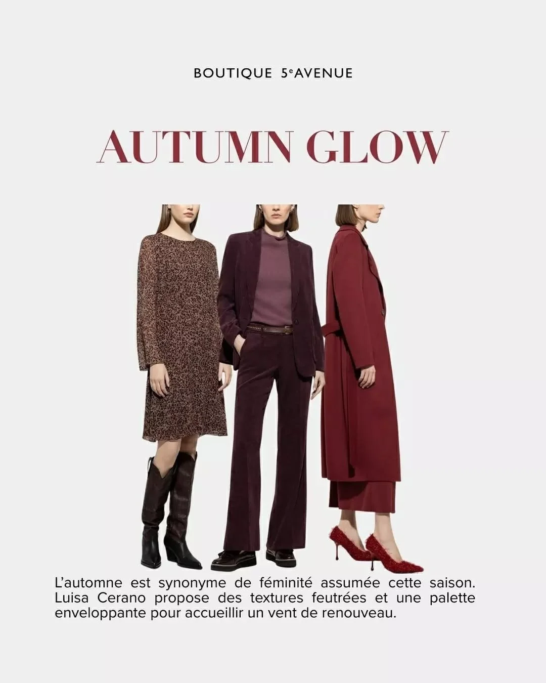 L&rsquo;automne est &agrave; nos portes ! 

@luisacerano nous propose sa toute nouvelle collection : Autumn Glow. Velours c&ocirc;tel&eacute;s, rouges profonds, laines duveteuses et riches pourpres sont au rendez-vous pour sublimer votre garde-robe. 