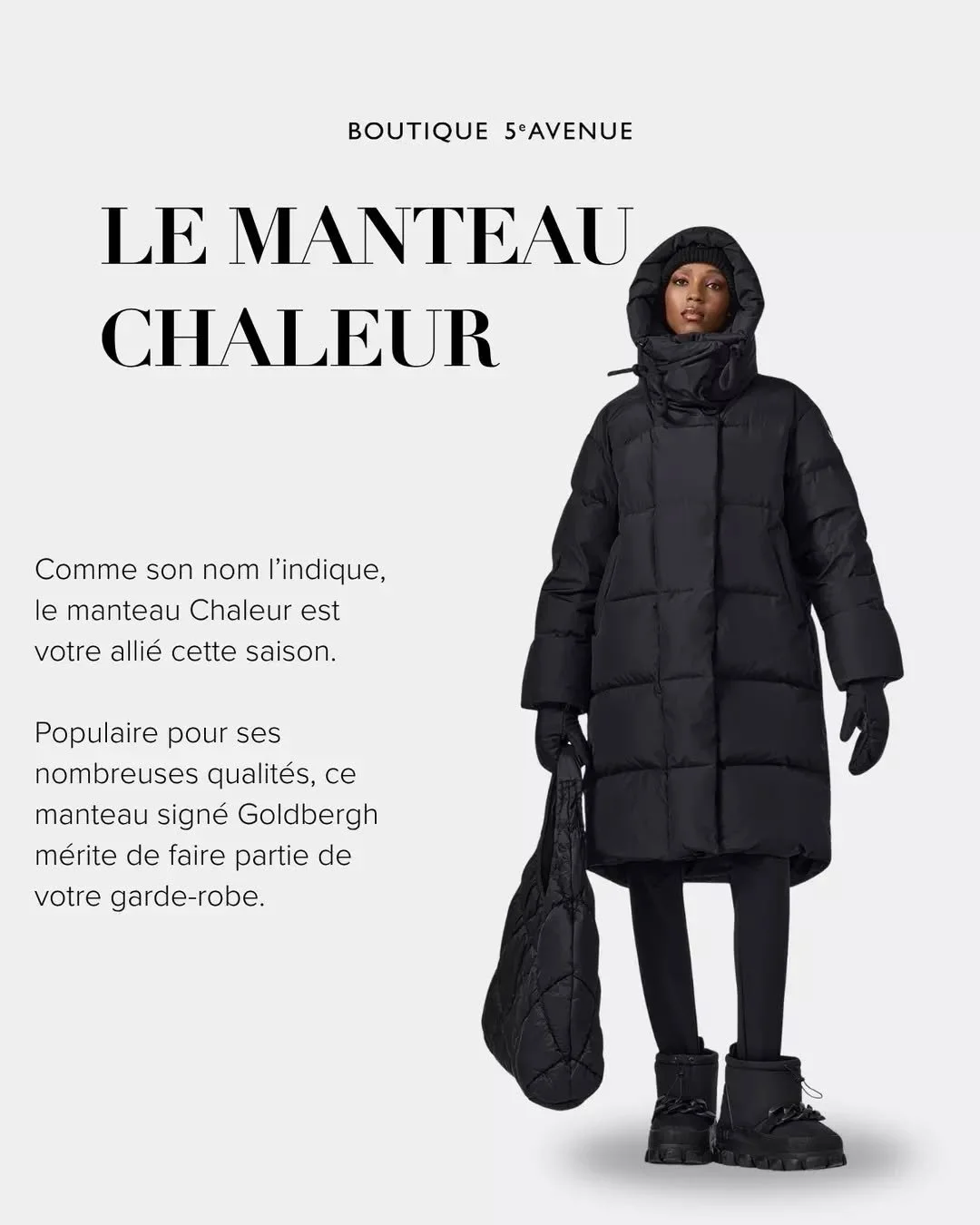 Journ&eacute;e enneig&eacute;e ? Aucun souci !&nbsp;❄️ &nbsp;

Goldbergh vous propose le manteau Chaleur : votre alli&eacute; incontournable pour affronter le froid. Fid&egrave;le &agrave; son nom, il combine confort et style sans compromis.

M&eacut