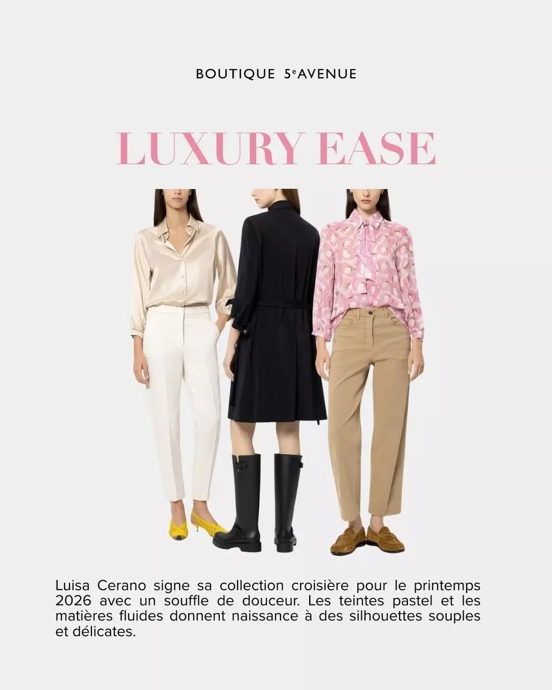 Un souffle de fra&icirc;cheur 🌬️

La nouvelle collection croisi&egrave;re Luisa Cerano m&eacute;lange mati&egrave;res douces et nuances pastel pour cr&eacute;er des silhouettes souples et l&eacute;g&egrave;res. Au tweed scintillant s&rsquo;ajoutent 