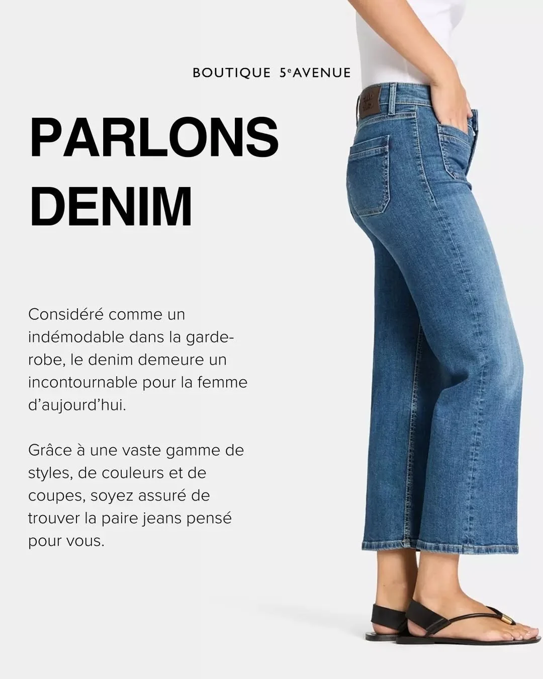 Qui dit nouvelle saison, dit nouveau denim! 👖

Pilier de la garde-robe moderne, le jean traverse les tendances au fil du temps. Coupes, textures et couleurs : il se transforme et s&rsquo;adapte &agrave; tous les styles, sans compromis. 

Ma&icirc;tr