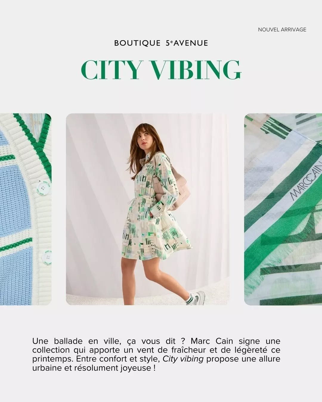 Allez hop ! 🏙️

Marc Cain signe une collection haute en &eacute;nergie inspir&eacute;e de New York ! Tricots color&eacute;s, jersey iconique et imprim&eacute;s vibrants, une silhouette urbaine qui ne passe pas inaper&ccedil;ue. 

Pr&ecirc;tes pour u