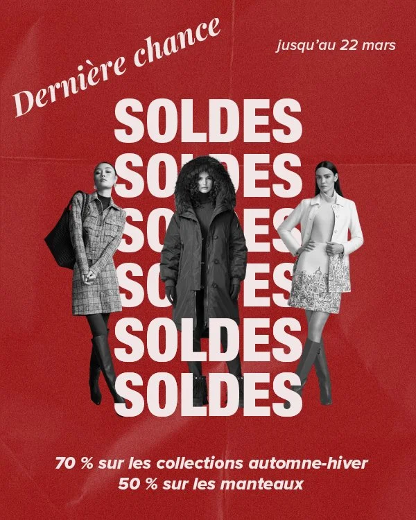 Oy&eacute; oy&eacute;, votre derni&egrave;re chance est arriv&eacute;e 📢

La vente de la derni&egrave;re chance est lanc&eacute;e avec des pi&egrave;ces qui font tourner les t&ecirc;tes ... et des prix qui valent le d&eacute;tour ! Profitez de 70 % 