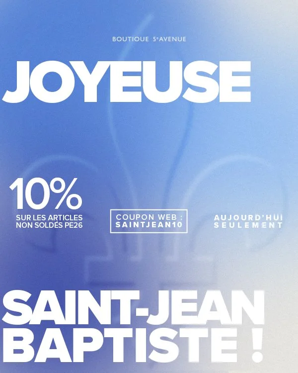 Joyeuse f&ecirc;te nationale ! ⚜

Notre &eacute;quipe profite de cette journ&eacute;e pour c&eacute;l&eacute;brer et se reposer, mais  notre boutique en ligne reste ouverte ... avec une surprise ! Aujourd'hui seulement, obtenez 10% sur les articles n
