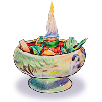 SCORPION BOWL gaucho light rum, maison rouge vsop, el dorado 151, orange juice, pineapple juice, orgeat syrup. serves 2-3 $24.