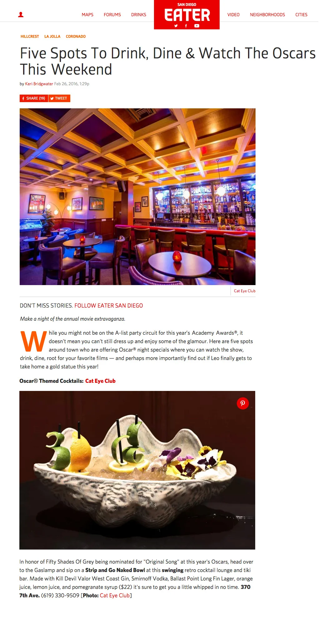 Five Spots to Drink, Dine & Watch The Oscars