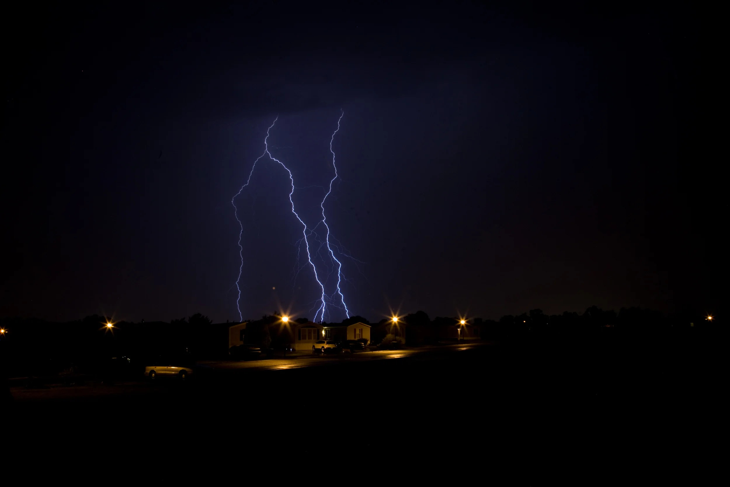 Lightnign strikes from a storm that passed through the Bear, Delaware area on June 20, 2014