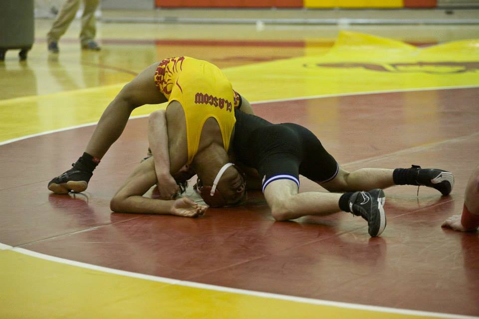 Charter(black) Vs Glasgow (yellow) in westling...
Glasgow is an interesting team, they only have 6 members total. I felt bad for this kid tonight. The Kid from Glasgow, dominated the entire match 18-5, only to get reversed and pinned in the closing minute. Glasgow lost to Charter 82-0, mostly due to forfeits... (7/365)