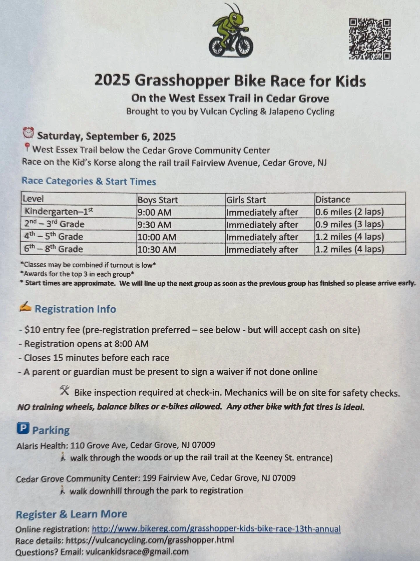 The Grasshopper is back! Get those kiddos signed up!