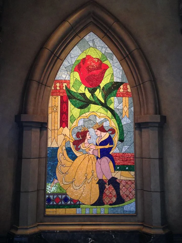 Stained glass window in the Beasts Castle was so pretty.