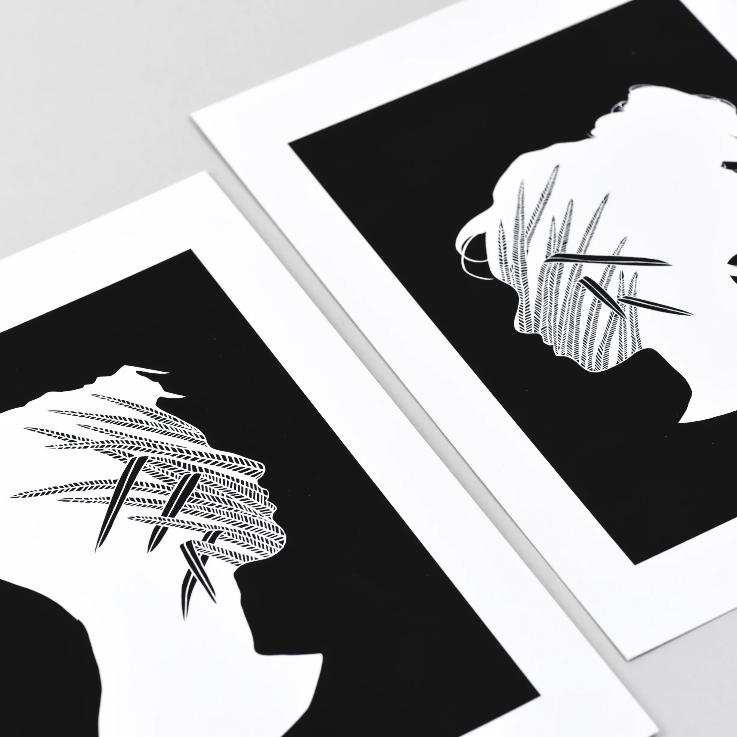 Hannah Isabel Lewis Botanical paper craft profile pair art prints