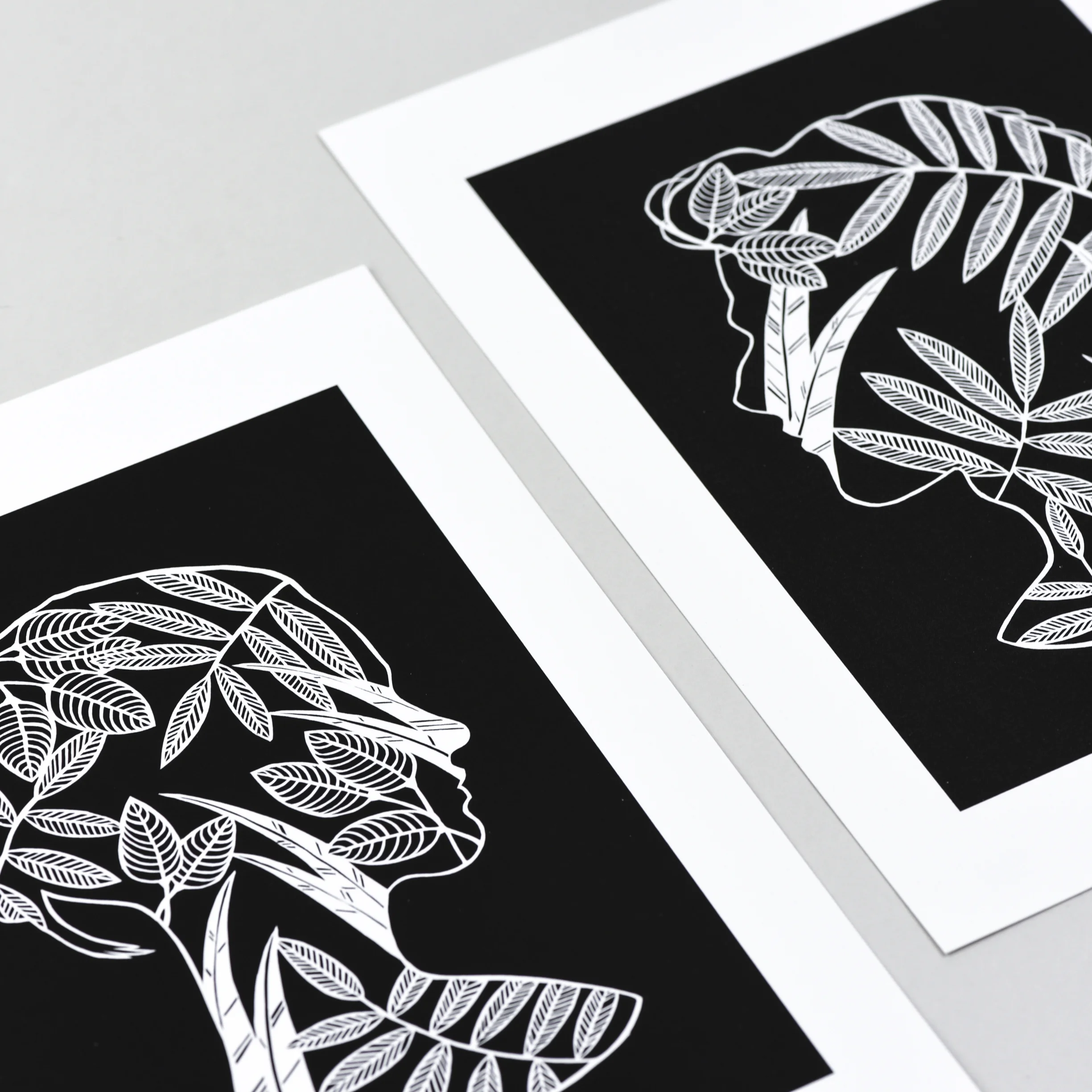 Hannah Isabel Lewis botanical paper craft profile pair art print