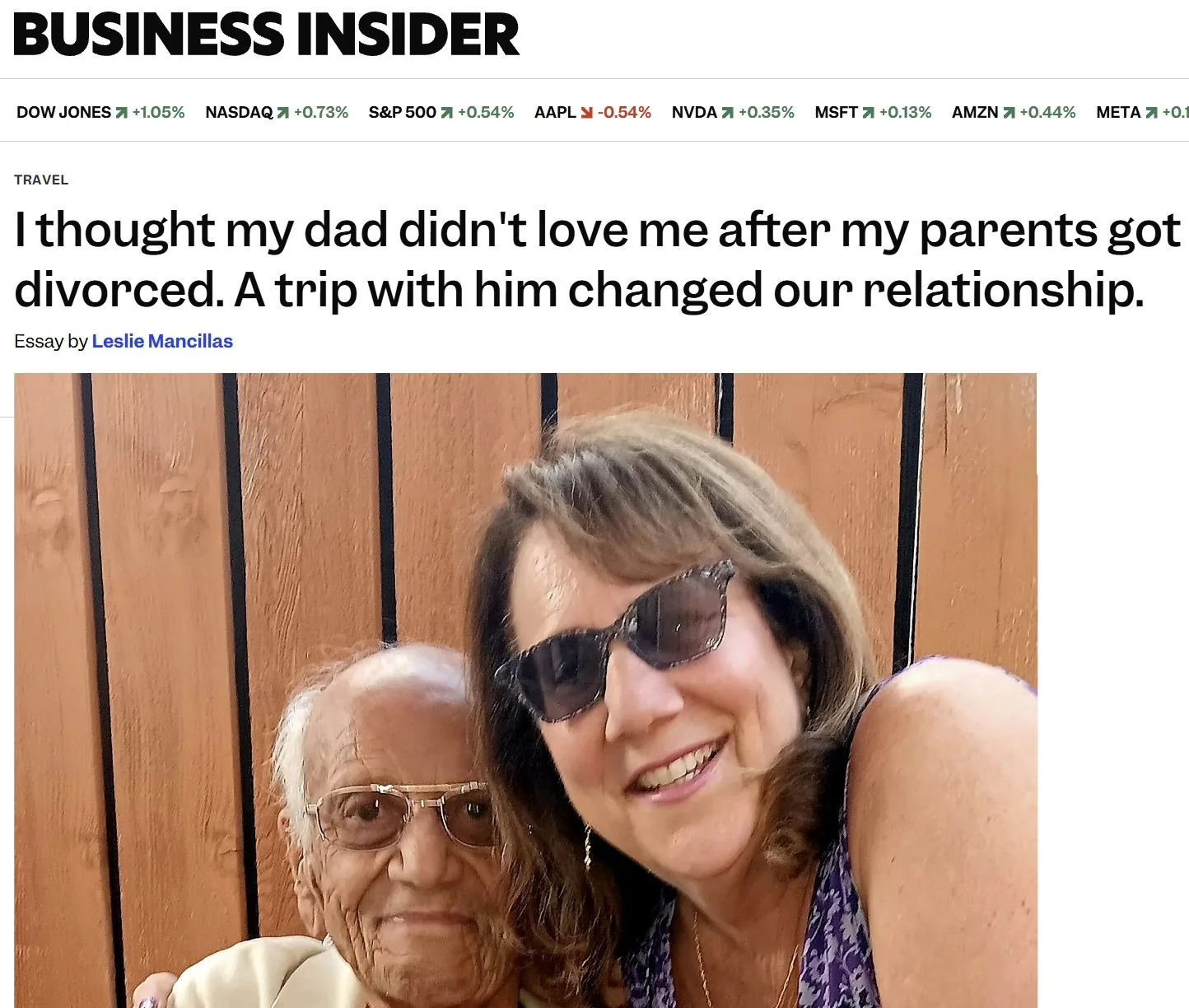 Photo of author and father smiling together.