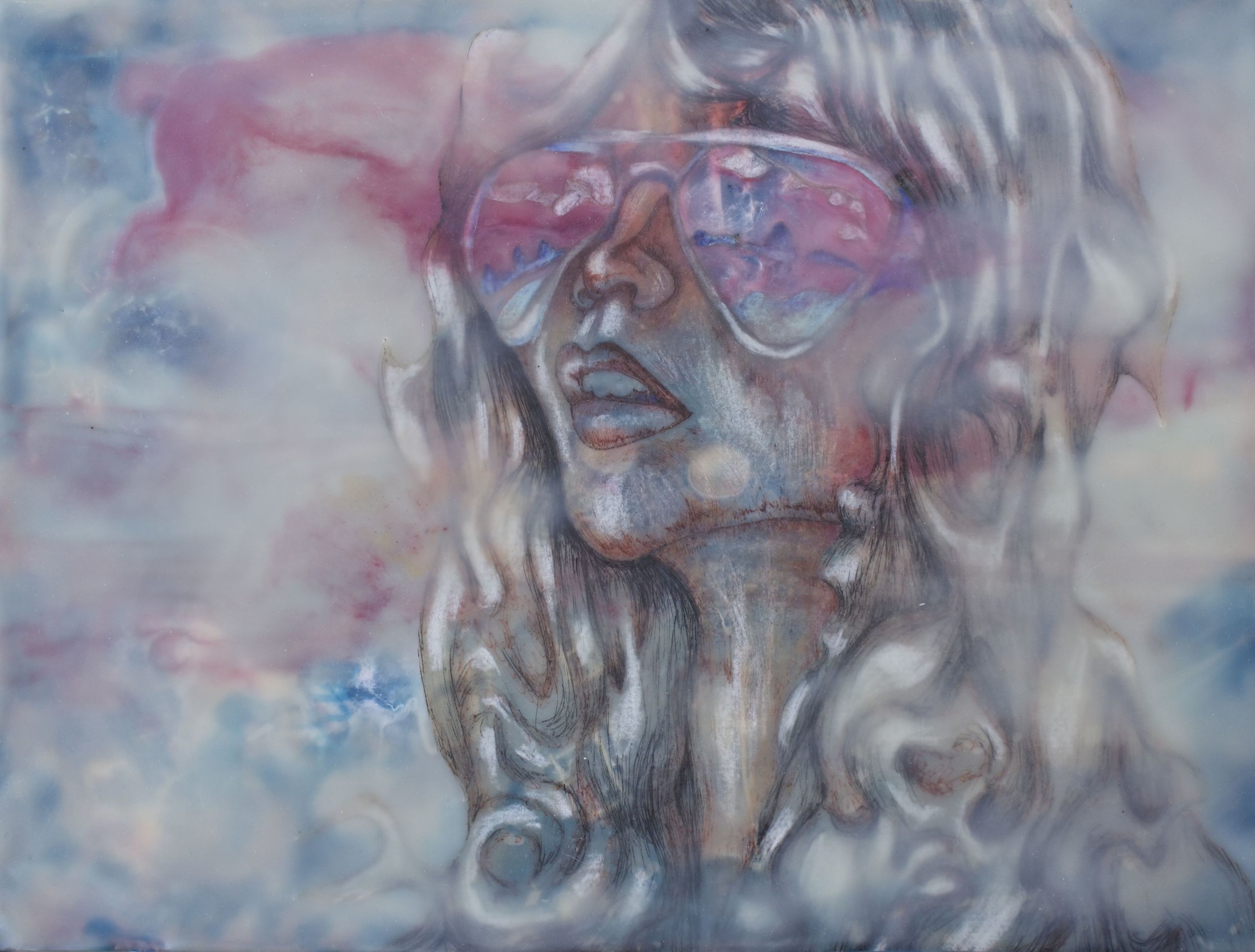 Her Glasses #1 9x12 Encaustic $260