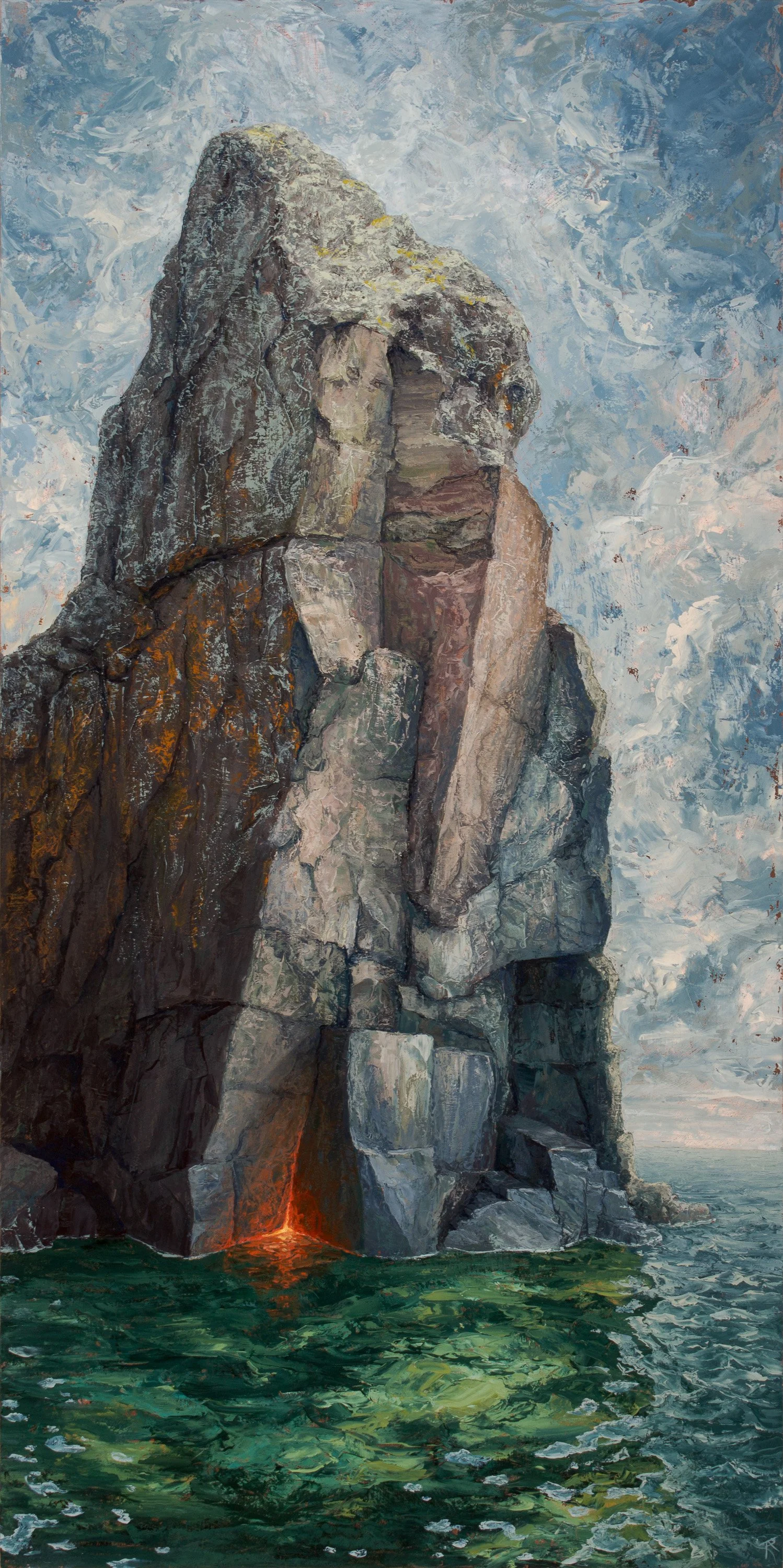 Sentinel of Time
 - 2026
 - Oil on copper-leafed panel
 - 48x24
 -$2,780 

