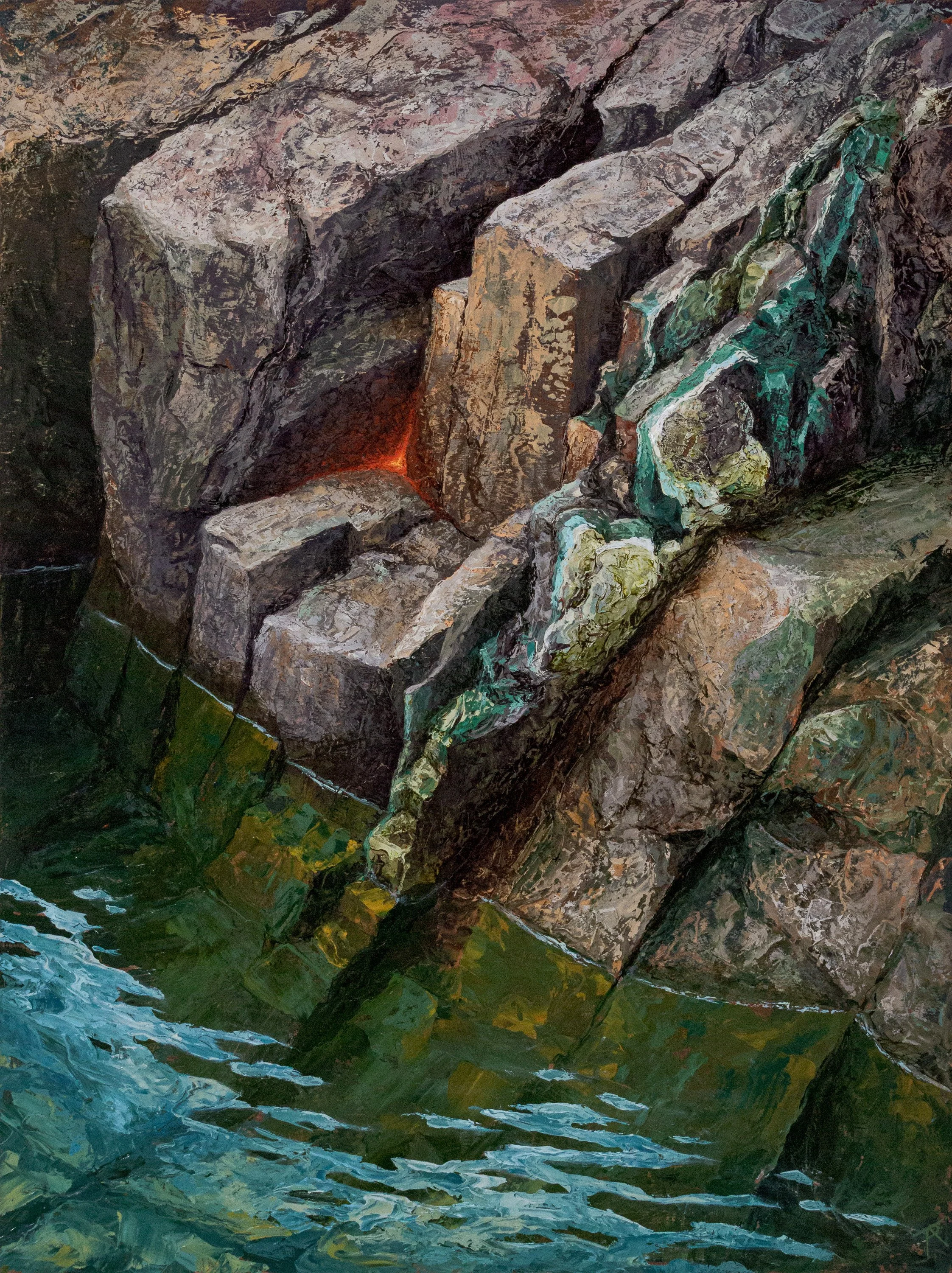 A Line Was Drawn
 - 2026
 - Oil on copper-leafed panel
 - 24x18
 -$1,150