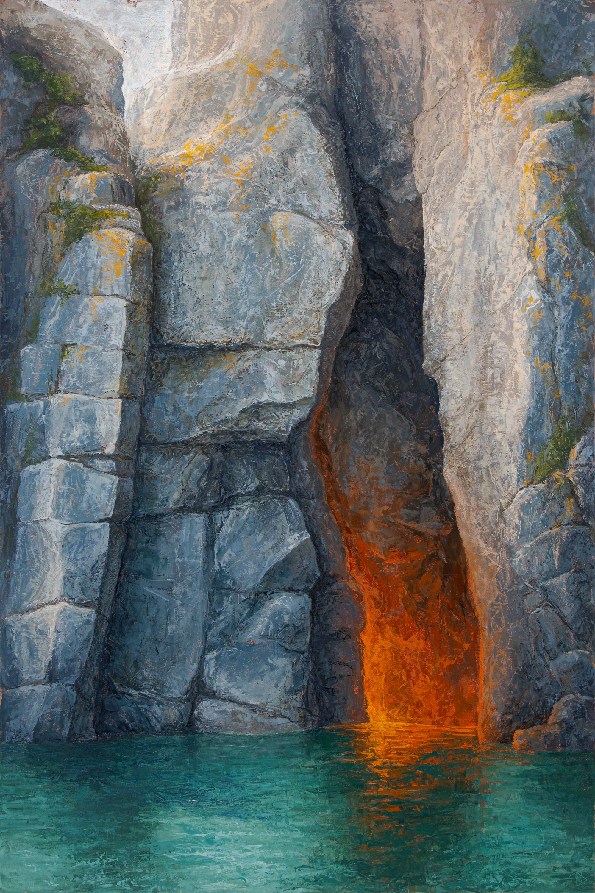 We Go Way Back
 - 2026
 - Oil on copper-leafed panel
 - 36x24
 - $2580