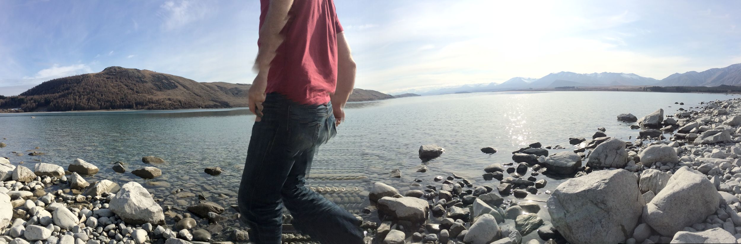 This is Lake Tekapo, sounds kind of like Take a Poo. This is were we camped the night before meeting up with Joerg. 