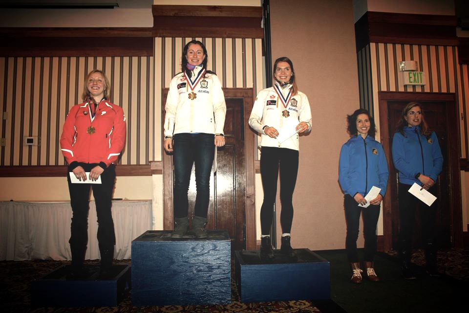  Women's sprint podium. L-R Jennie Bender, Alysson Marshall, myself, Chelsea Holmes, Rosie Brennan. Photo: Annie Pokorny 