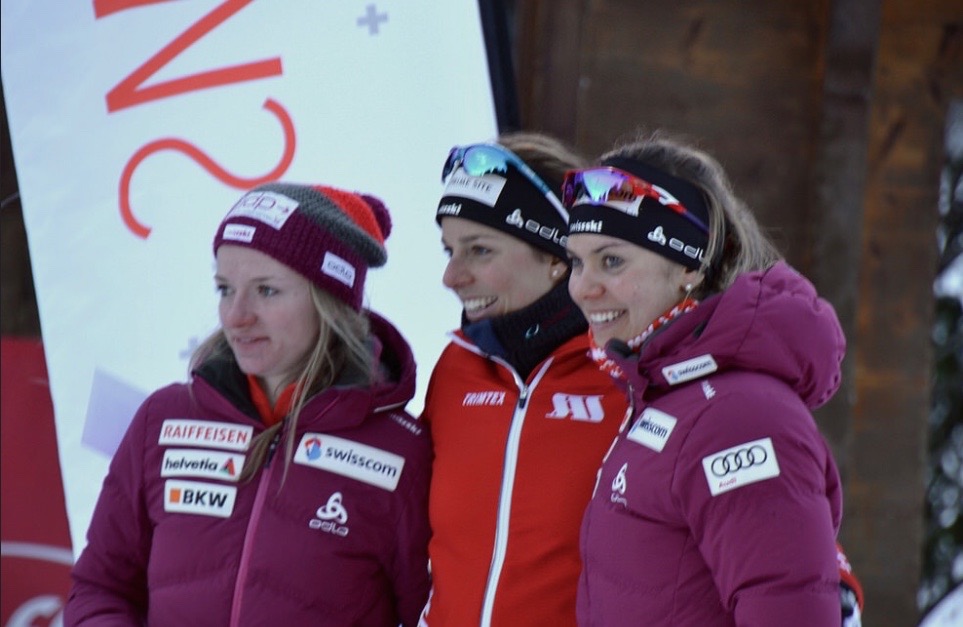  Nadine Fähndrich, Täz Stiffler and myself. Swiss Cup podium. Campra SUI, photo: nordic-online.ch&nbsp; 