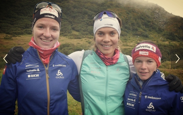 Nadine, Nathalie and myself after the uphill classic race.&nbsp; 