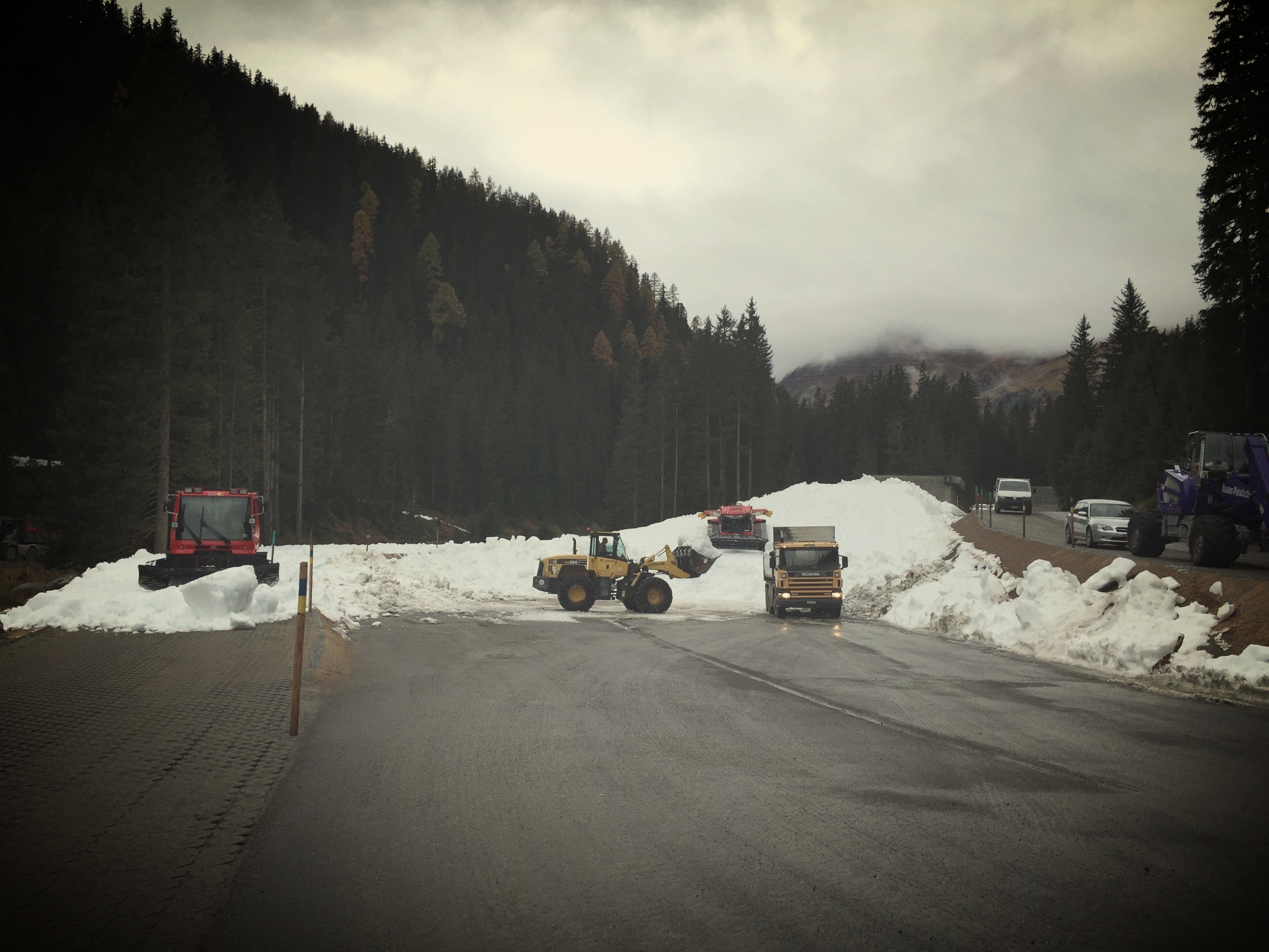  Flüelatal trails being patched together. The crews had laid down a brick path last year to help as a buffer from snow to ground in an attempt to keep the snow from melting too fast before the real stuff comes! 