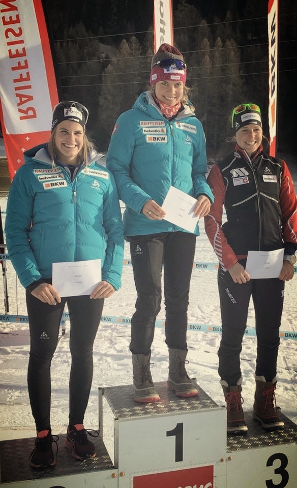  Alina Meier, myself and Tatjana Stiffler on the podium for the first race of the season in Goms. Swiss cup, skate sprint. 