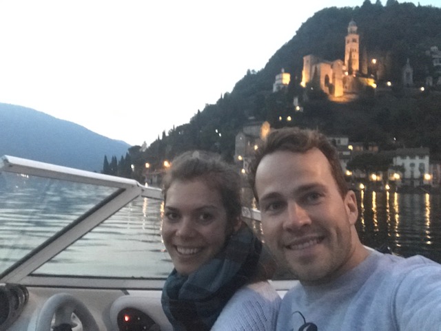  A mozzarella-cheese-ball to end the post. Couple Selfie! Cruising Lago di Lugano in front of Morcote in Italy.&nbsp; 