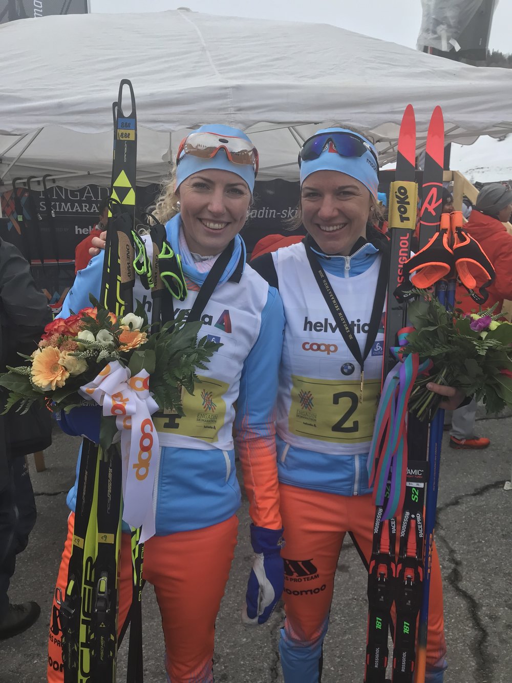 Maria Gräfnings and Rahel Imoberdorf. My two training partners and good friends after placing 2nd and 4th in the Engadiner. Without these two ladies, I wouldn’t have enjoyed this year and season with the SAS ProTeam as much as I did!  