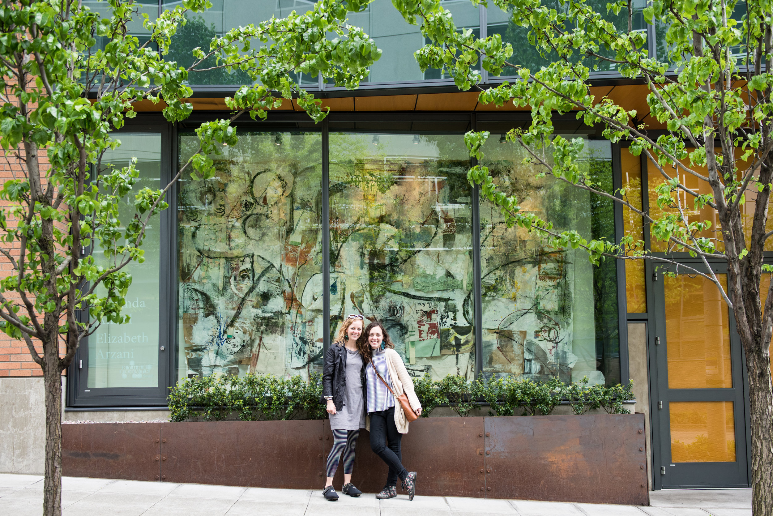 Amanda Amsel and yours truly in from of Tiny Human Moments, photograph by Natalia Dotto