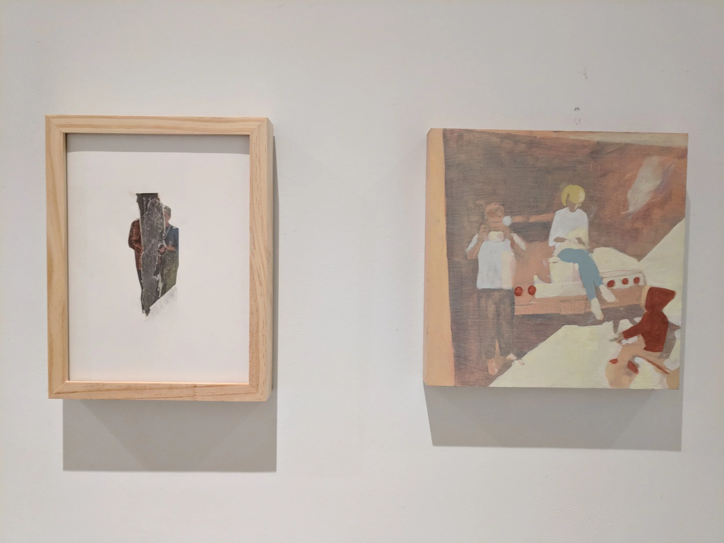 (Left) Genevieve Gaudreau, “But Only One Is A Wanderer, Two Together Are Always Going Somewhere,” 2016, (Right) Colin Curry, “Perhaps A Minute Later, She Spilled Nail Polish On The Trunk,” 2017, image courtesy of Joshua Thompson