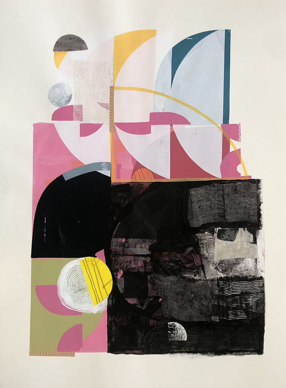   Why Can’t You Hear Me? ,  2020,  Acrylic, flashe vinyl, collage, serigraphy, canvas, graphite on paper, 30 x 22 inches 