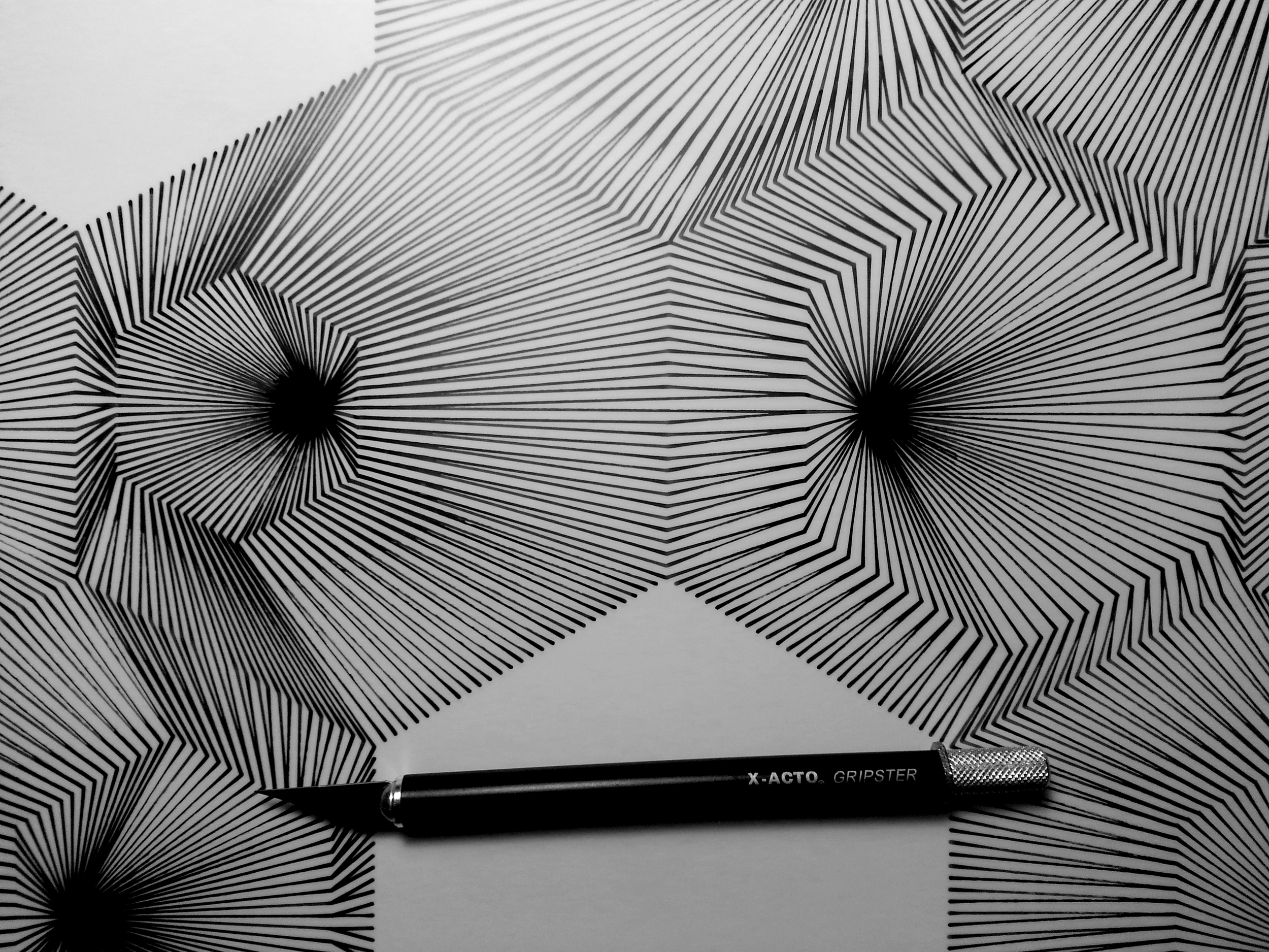 Striated Filed - Houston Set during drawing process. Ink on Mylar