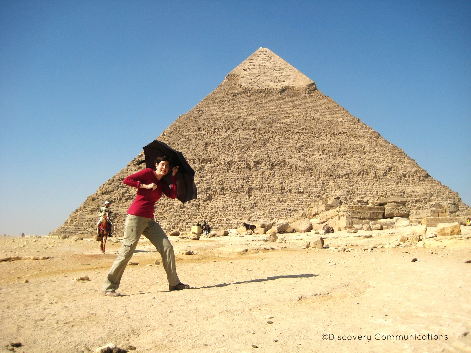  Having fun on location in front of the pyramid of Khafre! 