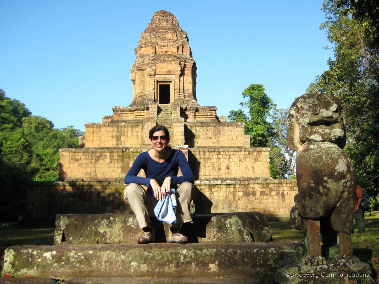  Taking a break on location in Cambodia while filming of "Out of Egypt." 