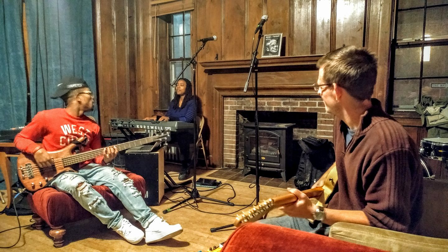Musicians from left to right- Ephron, Alicia, Jamie.