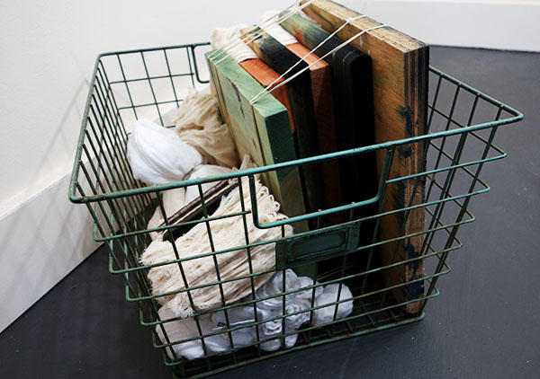 A basket of ready-to-dye fabric