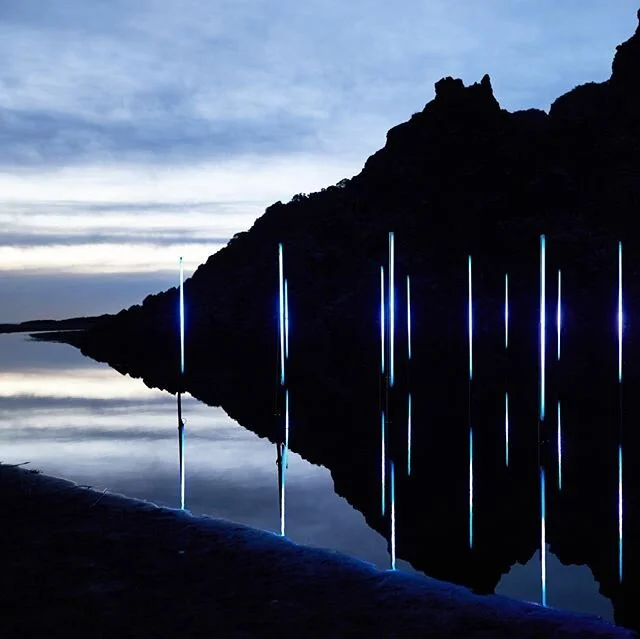 We should have been @vividsydney presenting 4 new works today.. but instead we were lucky enough to be out at Karekare beach working with @oscarkeys_ @_jamesrussell_  and @calebcorlett  on a rad new project. Chilly but rewarding day. #leds #lightart #novivid #rgb #linear #karekare #comingsoon
