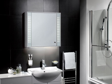 pebble grey illuminated mirror cabinet